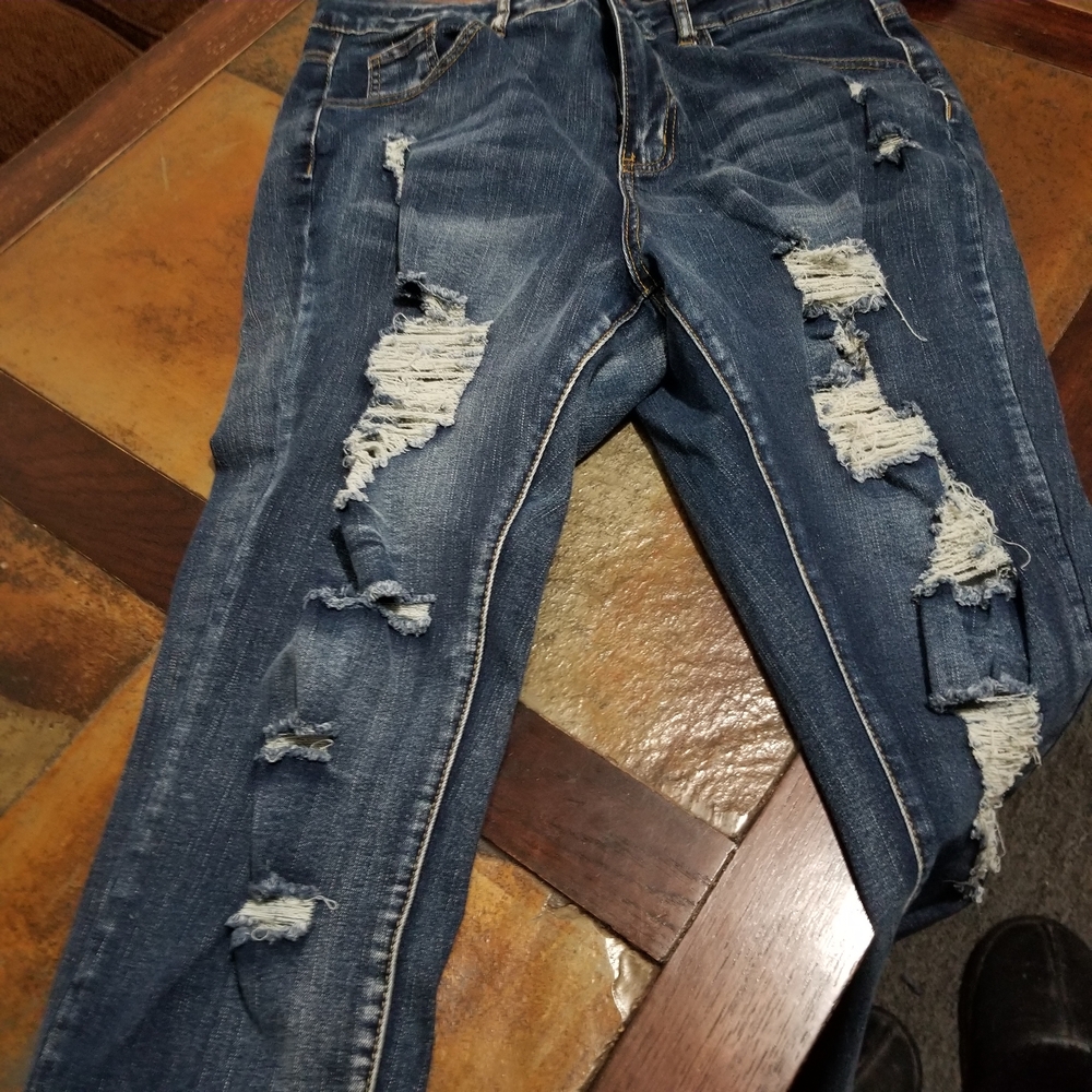 SHEIN Curve Distressed Skinny Jeans 1x